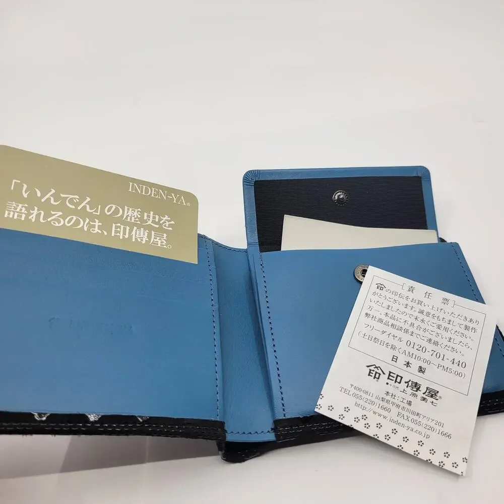 INDEN-YA bifold wallet black × black lacquer 0120-701-440 Made in Japan
